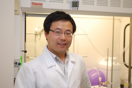Amberstone Biosciences founder Weian Zhao, male in a lab coat