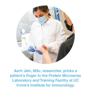 Aarti Jain, MSc draws blood at UC Irvine Institute for Immunology