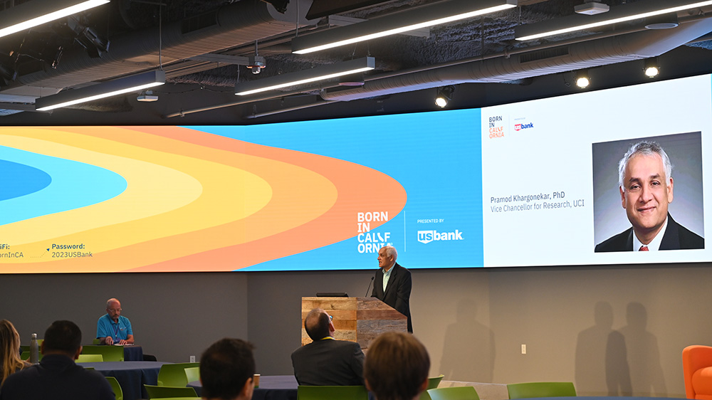 Pramod Khargonekar, Vice Chancellor for Research at UC Irvine addresses investors during opening remarks